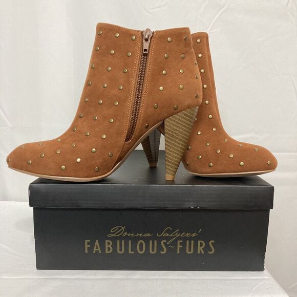 Vintage Studded Ankle Boots by Donna Salyer Size 6, heel 4" Zipper Suede Stylish - Picture 5 of 15
